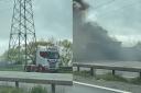 A lorry caught fire on the M5 in North Somerset on Monday, April 15.
