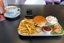 Burger and fries at the Bayleaf Café on Exmouth Strand