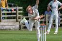 Cam Harding in bowling action for Clevedon (pic Jason Crane)