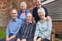 Maggie Holland (seated right) with Trevor Green and Richard Jenkins who all have Parkinson's disease with carers Joyce Jenkins and Iain Holland.
