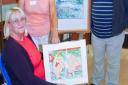 Clevedon Baptist Church art club group  members, Karen Gomm, Les Owen and Rose Hurley.