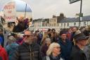 Protests against Clevedon seafront revamp last week.