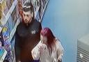 Police wish to identify these two people after a shop worker was assaulted in Clevedon.