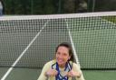 Portishead Tennis Club's Tracy Matthews with her trophies.
