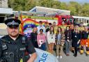 Clevedon School students with first responders.