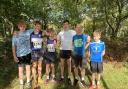 North Somerset under-15 boys with coach Russ Forsbrook at the National Road Relays at Sutton Park in Birmingham.