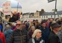 Protests against Clevedon seafront revamp last week.
