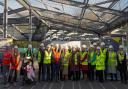 Staff and pupils at expansion site