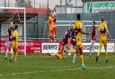 Jake Viney makes a save for Bridgwater.