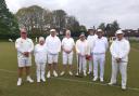 Nailsea & District Croquet Club v Bristol, from left to right, Paul Arbos, Kathy Wallace, Bob Whiffen, Dave Clarke, Margo Soakell, Eric Soakell, Mick Brown and Brian Roynon.