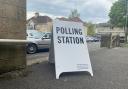 Polling station sign.