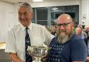Clevedon RFC chairman Neil Tucker presented the Ted Arnold Trophy by current chairman of the Bristol Rugby David Woodward.