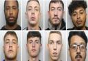 Jordan Moseley, Kyle Cox, Aaron Staples, Liam Simms, Connor Kennedy, Brandon Truman, Matthew Coombs and Mohammed Shazad Salim. Picture: Avon and Somerset Police