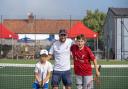 Max Elliott (white shirt) and Paolo Seccatore with club coach Henry Hoult.