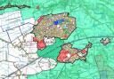 An extract from the policy map of the proposed new North Somerset Local Plan showing Nailsea and Backwell with the existing greenbelt in green.