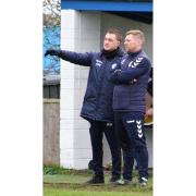 Clevedon Town have brought in Scott Campbell, Matty Gregory and Robbie Riddicks to help manager Alex White, left, and assistant manager Ryan King, right.