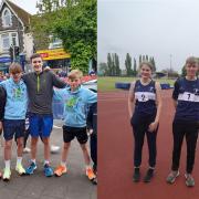 Members of North Somerset AC at Cardiff, (left), and Holly and Connor, (right) at Yeovil.