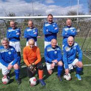 Clevedon Town over-60s, from left to right, back row Dickie Moore, Dave Cooper, Kevin Davies, Pete Condon (Player-Manager).

Front Row: Martin Millman, Nigel Clarke, Nigel Woods, John Walter (captain)