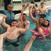 Six young men with additional needs took part in the Portishead Swimathon.
