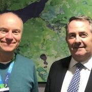Dave Lees, left, and Liam Fox MP, right, both back calls for Covid-19 testing at Bristol Airport. Picture taken pre-Covid.