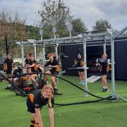 Students using the new gym, which will also be available to the community.