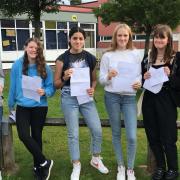 Students picking up their results at Gordano School.