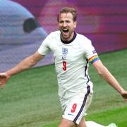 England's Harry Kane celebrates scoring their side's second goal of the game during the UEFA Euro 2020 round of 16 match at Wembley Stadium, London. Picture date: Tuesday June 29, 2021.