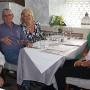 Margaret with her husband, friends and the manager at Mediterranevm