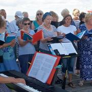 Clevedon Choral performing on Clevedon Pier.