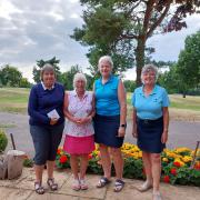 Tall Pines Golf Club Ladies Captain, Sheila Rouse with the winning away team from Taunton & Pickeridge trio Hilary Coates, Terina Parker and Sarah Blake.