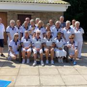 Yatton Bowling Club's ladies and their supporters face the camara at the Fear Cup semi-final