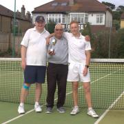 Sam Rogers and Woody Hewitson with club president Norman Thompson.