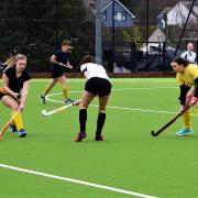 Action from Clevedon Ladies v Bristol Ladies. Pic: Clevedon HC.