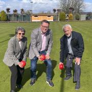 Parker's Estate Agents become Weston Backwell Bowls Club new partner and shirt sponsor. From left to right, Grace Higgine (Chair of West Backwell Bowls Cub), Andrew Simmonds (Parker’s) and Brian Gammon (Bowls club President).