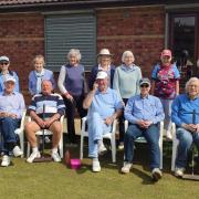 One-ball competition winner Paul Arbos, fourth from left front row, with other members from Nailsea & District Croquet Club at the event to raise money for charity UNHCR.