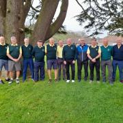 Clevedon Golf Club team v Enmore Park Golf Club, from left to right,  Stuart Nairne, John Connors, Mike Butler, Les Holmes, Roger Bird, Mike James, Roger Coveney, Ken Bell, Barry Excell, Bob Parsons and Dave Dooling.