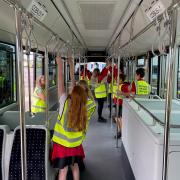Children got to see the buses in person.