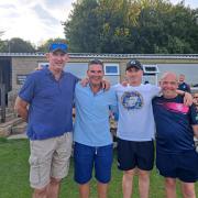 Andy Caddick, Paul Unwin, Bayley Wiggins and Paul Whyte at Clevedon CC’s Presidents’ XI v Chairman’s XI.
