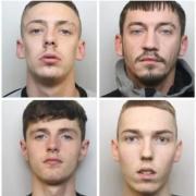 Jordan Moseley, Kyle Cox, Aaron Staples, Liam Simms, Connor Kennedy, Brandon Truman, Matthew Coombs and Mohammed Shazad Salim. Picture: Avon and Somerset Police