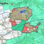 An extract from the policy map of the proposed new North Somerset Local Plan showing Nailsea and Backwell with the existing greenbelt in green.