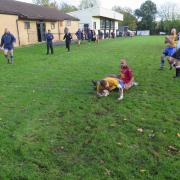 Clevedon RFC's Edd Ryder goes over in the corner to give his side the lead at Old Redcliffians II.