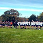 & Backwell and Old Bristolians come together during a a two minute silence for Remembrance Day.