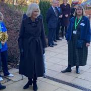 Queen Camilla arrives at the hospice