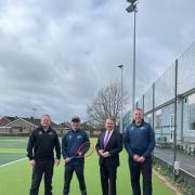 North Somerset MP Liam Fox came to celebrate the new floodlights with the tennis club