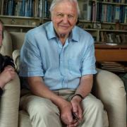 Lizzie Dudly and Jake Williams with Sir David Attenborough.