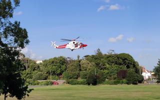 A Coastguard helicopter rescued two people off the shore of Clevedon.