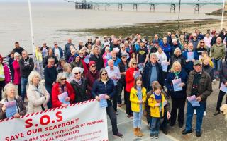 Protesters from Save Our Seafront group met on the beach front in Clevedon.