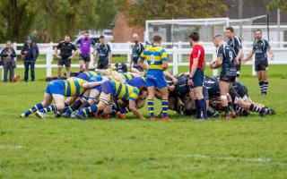The Clevedon scrum in action earlier in the season